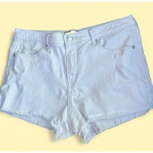 White Denim Shorts Women's Size 29 Distressed Frayed Hem Casual Cute
